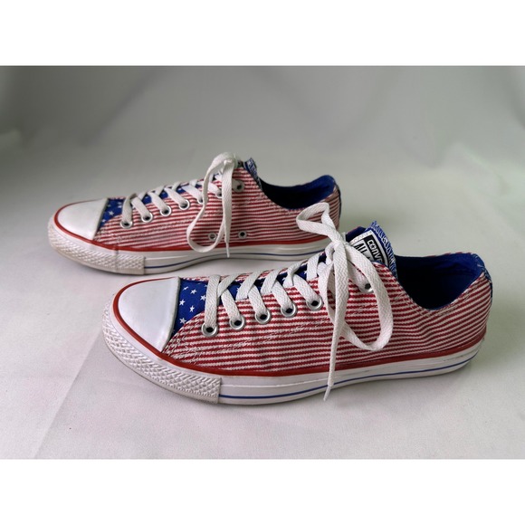 Converse Chuck Taylor All Star Stars and Stripes Patriotic Low Top M 8.5 W 10.5 - Picture 2 of 16